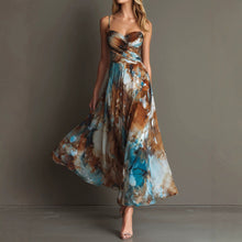 Load image into Gallery viewer, Floral Print Strap High Waist Flowy Maxi Dress – Sleeveless Beach Long Dress