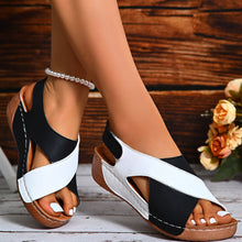 Load image into Gallery viewer, Women’s Colorblock Crossed Wedge Sandals