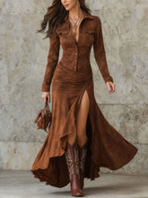 Load image into Gallery viewer, Women's Elegant Zipper Stand Collar Slit Slim-Fit Long Dress — Mermaid Maxi
