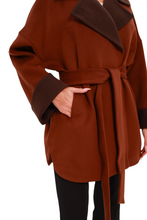 Load image into Gallery viewer, Sandro Cashmere Blend Overcoat in Cinnamon