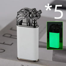 Load image into Gallery viewer, Mandotos Creative Blue Flame Lighter Dolphin Dragon Tiger Metal Windproof Double Flame Refillable