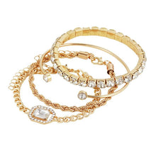 Load image into Gallery viewer, Fashion Jewelry 4 Pcs Crystal Bracelet Set Bohemian Design For Women Vintage Luxury Twisted Cuff Chains Armband Jewelry Accessories