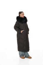Load image into Gallery viewer, Genuine Silver Fox Fur Trim Down Coat
