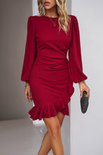 Load image into Gallery viewer, Elegant Black Ruffled Balloon Sleeve Mini Dress Luxury & Playful Statement Piece Simple Dress