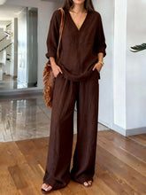 Load image into Gallery viewer, Long Sleeve Top & Full-Length Pants Two-Piece Set – 9 Colors S–3XL