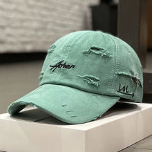 Load image into Gallery viewer, Korean Distressed Tie-Dye Letter Print Cotton Cap – Women’s Dome Crown
