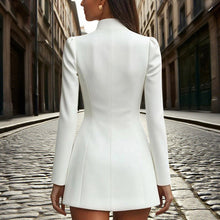 Load image into Gallery viewer, Women’s Stand Collar Blazer Dress – Slim Fit Formal Short Outfit