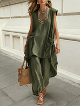 Load image into Gallery viewer, Sleeveless 3D-Cut Resort Two-Piece Set | Top & Pants