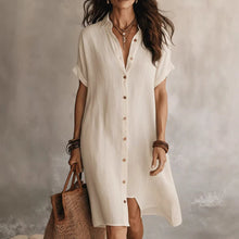 Load image into Gallery viewer, Women's Buttoned Midi Shirt Dress – Short Sleeve