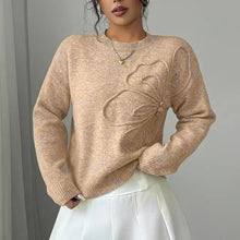 Load image into Gallery viewer, Women's Elegant Floral Sweater - Crew Neck Long Sleeve Casual Pullover