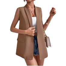 Load image into Gallery viewer, Women’s Mid-Length Suit Vest – Sleeveless Office Blazer