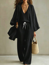Load image into Gallery viewer, Women's 3-Piece Cardigan, Sleeveless Vest & Wide Leg Pants Set