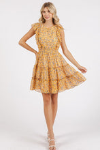 Load image into Gallery viewer, New Summer Ditsy Floral Print Ruffle Chiffon Mini Dress – Fluttering, Playful and Feminine Dress with Ruffle Details and Soft Chiffon Fabric