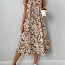 Load image into Gallery viewer, Floral Print A-Line Midi Dress with Pockets | Boho Vintage