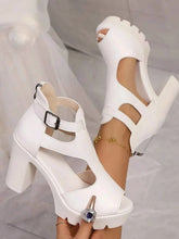 Load image into Gallery viewer, Stylish Cutout Block : Heels Sandals