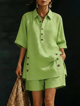 Load image into Gallery viewer, Short-Sleeve Shirt & Loose Pants Two-Piece Set – 4 Colors, S–5XL
