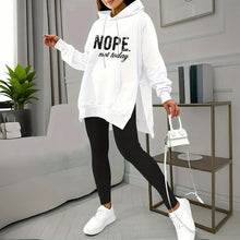 Load image into Gallery viewer, Casual 2-Piece Set Solid Color Leggings & Letter Print Hooded Sweatshirt