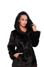 Load image into Gallery viewer, Mink-Effect Hooded Coat