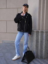 Load image into Gallery viewer, Dakota Eco Suede Aviator Jacket in Black