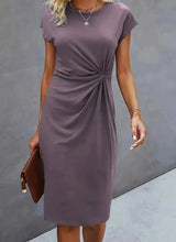 Load image into Gallery viewer, Front Knot Bodycon Midi Dress – Round Neck Sleeveless Tie Dress