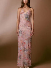 Load image into Gallery viewer, Floral Print Halter Dress - Sexy Butterfly Back Spaghetti Straps