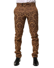 Load image into Gallery viewer, Dolce & Gabbana Brown Floral Jacquard Men Skinny Trouser Pants