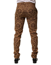 Load image into Gallery viewer, Dolce & Gabbana Brown Floral Jacquard Men Skinny Trouser Pants