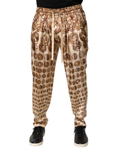 Load image into Gallery viewer, Dolce & Gabbana Beige Coin Print Silk Twill Men Jogger Pants