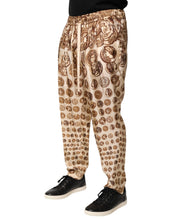Load image into Gallery viewer, Dolce & Gabbana Beige Coin Print Silk Twill Men Jogger Pants