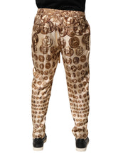 Load image into Gallery viewer, Dolce & Gabbana Beige Coin Print Silk Twill Men Jogger Pants