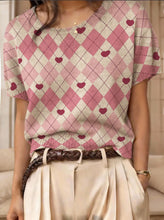Load image into Gallery viewer, Women's Retro Short-Sleeve Jacquard Knit Top