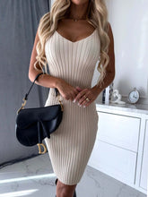 Load image into Gallery viewer, 2pcs Suit Women's Solid Stripe Long-sleeved Top And Tight Suspender Skirt Fashion Autumn Winter Slim Clothing