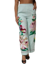 Load image into Gallery viewer, Dolce & Gabbana Green Floral Garterized Straight Pajama Pants
