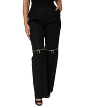 Load image into Gallery viewer, Dolce & Gabbana Black Zip Detailed Wool Straight Leg Pants