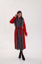 Load image into Gallery viewer, Genuine Silver Fox Virgin Wool Wrap Coat in Red