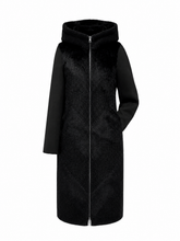 Load image into Gallery viewer, ⇆ Reversible Faux Fur & Suede Hooded Coat