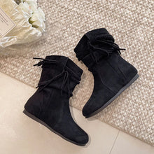 Load image into Gallery viewer, Suede Fringe Round Toe Boots with Block Heel