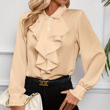 Load image into Gallery viewer, Women’s Ruffled Collared Blouse | Long Sleeve Dressy Work Top