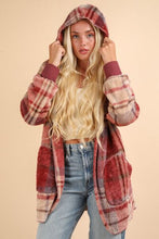 Load image into Gallery viewer, Colorful Fuzzy Plaid Long Sleeve Hooded Jacket Warm & Trendy Outerwear for Cold Days