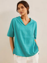 Load image into Gallery viewer, 100% Linen V-Neck Short Sleeve Shirt SIERRA