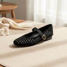 Load image into Gallery viewer, Women's Sheepskin Mary Jane Shoes – Single Strap Round Toe Flat Leather Shoes