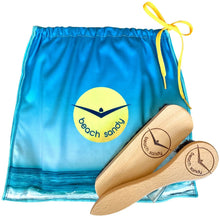 Load image into Gallery viewer, Beach Sandy Brush Kit – Eco-Friendly Sand Remover with Beech Wood Brushes & Microfiber Towel Bag – Portable Beach Accessory for Feet, Gear, & Pets