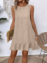 Load image into Gallery viewer, Women's Ruffle Lace-Up Mini Dress – Short Sleeve Loose Beach Dress
