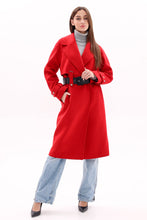 Load image into Gallery viewer, Karina Belted Wool Cashmere Blend Overcoat in Ruby