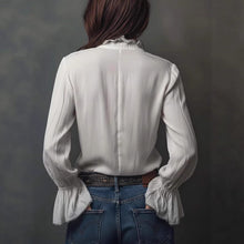 Load image into Gallery viewer, Women's Ruffled Sleeve Resort Shirt – Stretch Casual Long Blouse