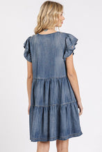 Load image into Gallery viewer, V-Neck Ruffled Cap Sleeve Mini Dress For Women – Feminine, Elegant, Playful, Flattering & Stylish Dress for Various Occasions