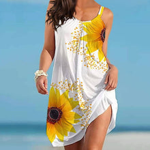 Load image into Gallery viewer, 🌻 Plus Size Sunflower Print Sleeveless Wrap Dress