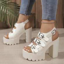 Load image into Gallery viewer, Buckle Platform Block Heels Sandals