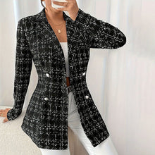 Load image into Gallery viewer, Women’s Plaid Double-Breasted Blazer