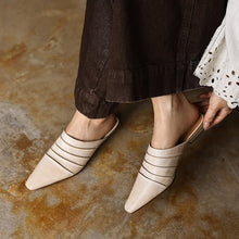 Load image into Gallery viewer, Handmade Sheepskin Ruched Mule Slides – Square Toe Low Heel